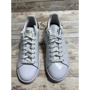 Adidas Stan Smith Sneakers Women's Size 9 Patent Leather White Black Gold NWT thumbnail 2