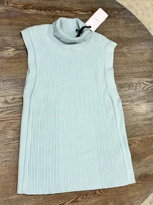 VARLEY Anastasia Rib Knit Mock Neck Tank - Winter Sky (Light Blue) - Large - NWT thumbnail 13