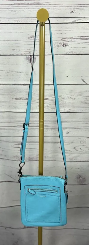 Coach Tourmaline Turquoise Teal Blue Leather Swingpack Crossbody Shoulder Bag thumbnail 1