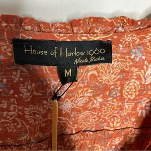 House of Harlow 1960 long sleeve puffed sleeve dress v-neck rust‎ size Medium thumbnail 6