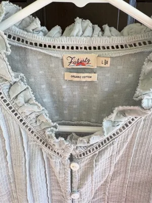 Faherty Willa Organic Cotton Top Ice Blue Size Large thumbnail 8