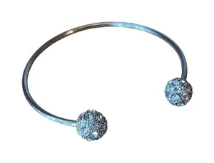 Silver Twist & rhinestone jewel Ball Bracelet Set costume unbranded regency glam thumbnail 1