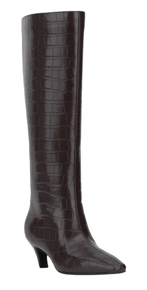 NWT INC International Concepts Sameya Mid-Heel Knee High Boots Brown Croc 10.5M thumbnail 1