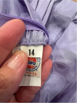 Vintage 80s Lavender Taffeta Lace Midi Prom Dress ILGWU 14 thumbnail 6