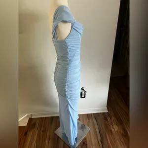 NWT - L - MARTHEA - Elegant Light Blue Off-Shoulder gown Dress thumbnail 5