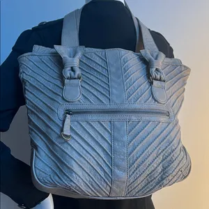 Lucky Penny shoulder bag with rich Chevron leather accents vintage unique style thumbnail 3