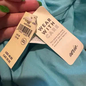 NWT Aerie One Piece Swimsuit‎ Women Medium Blue Shimmer Textured Cheekiest Swim thumbnail 7