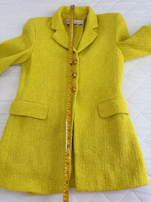 ZARA Chartreuse Boucle Blazer XS GoldButton Tweed Quiet Luxury Mod Preppy Career thumbnail 7
