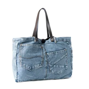 NWT Boho Western Patchpocket BillyJean Denim Tote Shoulder Bag thumbnail 2
