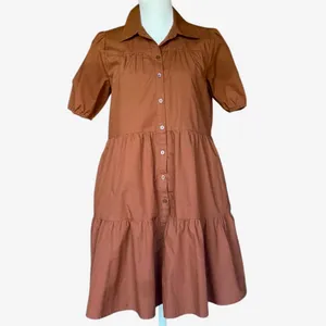 Abercrombie & Fitch Poplin Trapeze Shirt Dress in Chestnut Sz‎ XS thumbnail 5