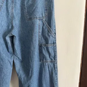 90s Vintage Old Navy Baggy Wide Leg Carpenter Blue Jeans | Size 6 thumbnail 7