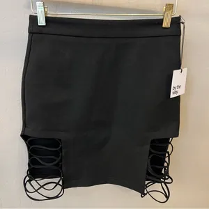 Revolve By The Way double split elastic lace skirt, black, S, stretchy, NWT thumbnail 2