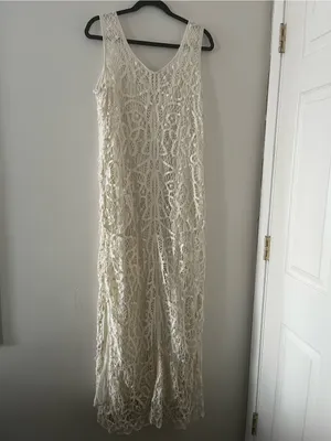 Ivory White Crochet Maxi Dress 1X 100% Cotton Beach Coastal Festival Resort thumbnail 7
