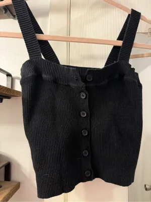 Brandy Melville Black Ribbed Button-Front Tank thumbnail 3