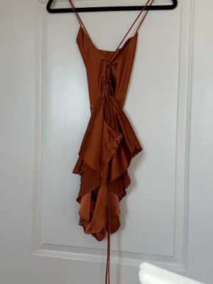 Metallic Copper Orange Strappy Backless Mini Romper Rave Festival XS thumbnail 3