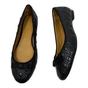 Tory Burch Black Leather Quilted Bow Ballet Flats Designer Shoes Size 7 thumbnail 9