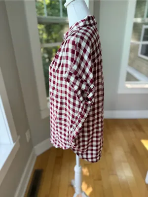 Madewell Central Drapey Top in Red and White Gingham Check Sz XS thumbnail 2