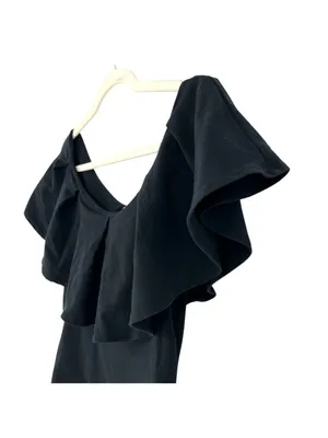 Free People Black Ruffle Off-Shoulder Fitted Top Size XS Coquette Romantic thumbnail 4