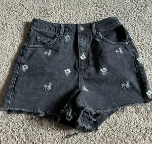 Embroidered Flowered Jean Shorts thumbnail 1