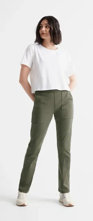 Du/Er No Sweat Everyday Pant Pull On Laurel Green Travel 27" Womens Medium thumbnail 1