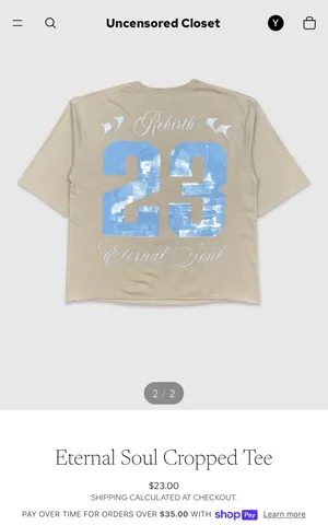 “Eternal Soul” Men’s Cropped Tee Tan Size M thumbnail 2
