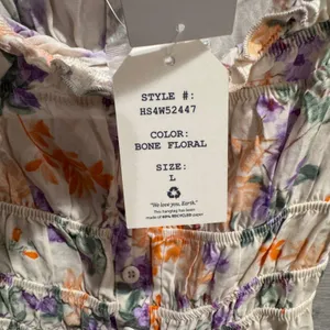 1471 | NWT Hippie Rose Floral Smocked Boho‎ Mini Dress Bone Large thumbnail 9
