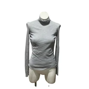 Intimately Free People Top Womens M Gray Sheer Mesh Turtleneck Long Sleeve thumbnail 2