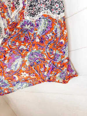 Anthropologie Meadow Rue Floral Colorblock Sleeveless Top, EUC, Medium thumbnail 7