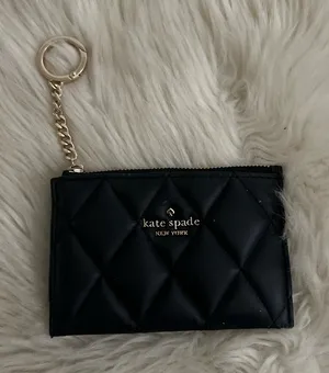Kate Spade Black Quilted Keychain Pouch thumbnail 1