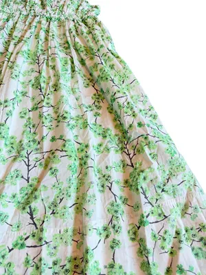 J. Crew Gathered Tank Midi Dress Lime Cherry Blossoms Smocked Cotton Size 8 NWT thumbnail 7