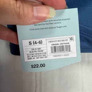 Shade & Shore Bandeau Bikini Top Women's Small Blue Ruched Front Faux Pearl NWT thumbnail 6