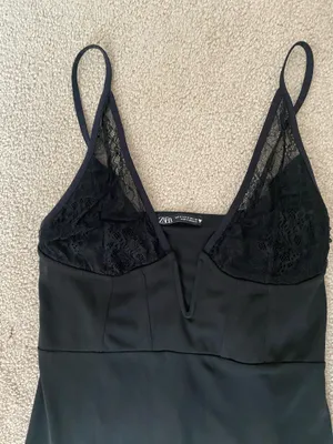 Zara Black Lace Bustier Slip Dress- Size Med thumbnail 4