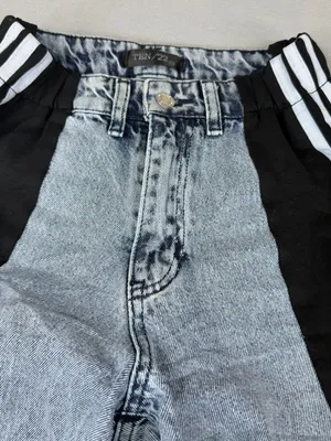 TEN/22 Jeans XS Y2K Wide Leg Acid Wash Denim Black Side Stripe 34" Inseam thumbnail 2
