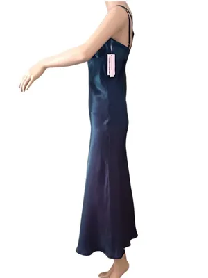 Wild Fable Iridescent Dress XS Satin Slip Midi Blue Y2K 90s Spaghetti Strap NWT thumbnail 3