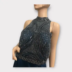 Milano Formals Size 16 Long Blue Chiffon‎ Beaded Prom Dress Formal Gown thumbnail 4