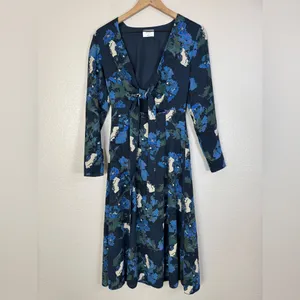 Aritzia Wilfred Aubagne Black Blue Cutout Long Sleeve Midi Dress size 4 $175 thumbnail 5