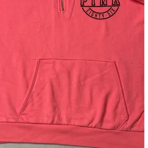PINK Victoria's Secret Love Pink 1/4 Zip Sweatshirt Neon Logo Sleeve Large thumbnail 4
