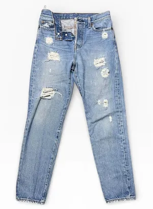 Levis Ankle Skinny‎ Relaxed Distressed Light Wash Jeans Size 26 Button Fly Y2K thumbnail 1