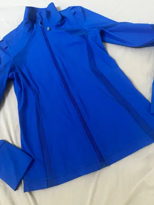 LJ Black Womens Activewear Track Jacket Blue Full Zip Pockets Stretch thumbnail 1