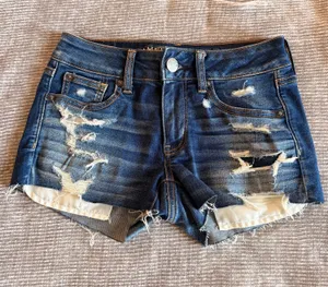 NWOT Dark Blue Distressed Denim Shorts - Sz 0 thumbnail 1