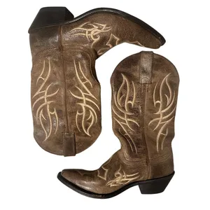 Justin Boots Western Cowgirl Women's Size 6.5 D Brown Cross Faith Brown Leather thumbnail 1