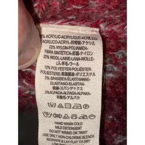 Free People Grey Burgundy Fair Isle Wool Blend Button Collar Poncho‎ Sweater M thumbnail 6