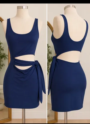 Blue bodycon party dress thumbnail 3