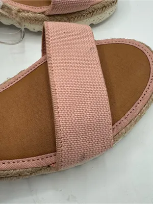 Lucky Brand Thimba Ankle Wrap Espadrille Sandal size 7.5‎ pink linen summer thumbnail 3