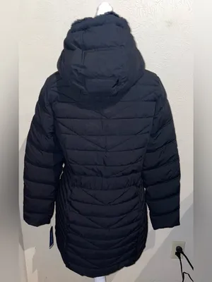 Nautica NWT Women Size M Black Hooded Puffer Jacket Coat Water Resistant Stretch thumbnail 5