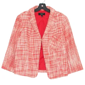 Talbots Linen Blend Blazer Business Casual 3/4 Sleeve Career Office Open Pink 14 thumbnail 1