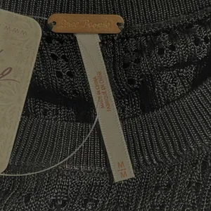 Free People H2O Crew Pullover M Black Sheer Open Knit Mesh Sweater NWT thumbnail 9