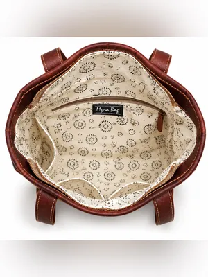 Myra Bag Southwestern Tapestry Hair-On-Hide Leather Tote Bag thumbnail 5