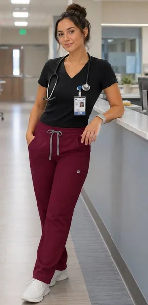 FIGS Scrub Pants Womens XS Burgundy Straight Leg Medical Hospital Nurse TW2000R thumbnail 1
