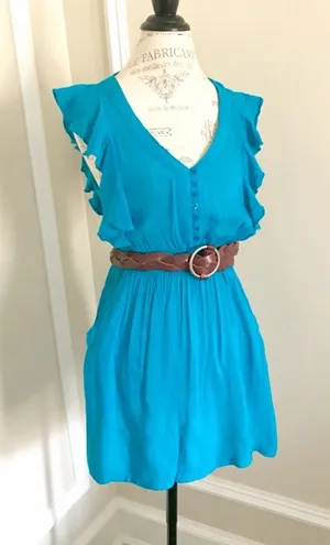 Picky Girl Teal Ruffled Short Dress w/Elastic Waist & Side Pockets Sz M thumbnail 1